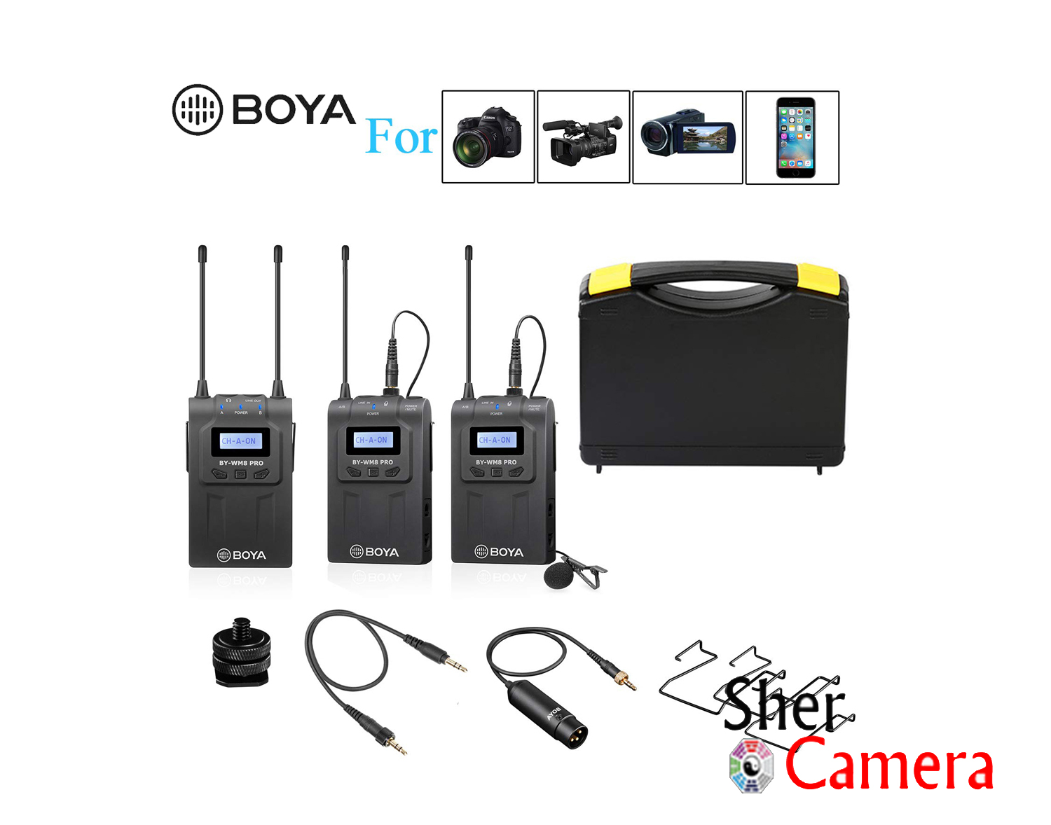 BOYA WM8 PRO-K2 Dual-Channel Wireless Lavalier Microphone System with 1 Receiver and 2 Transmitter for DSLR Camera& Smartphone Recorder,YouTube Street Interview Facebook Livesteam Vblog